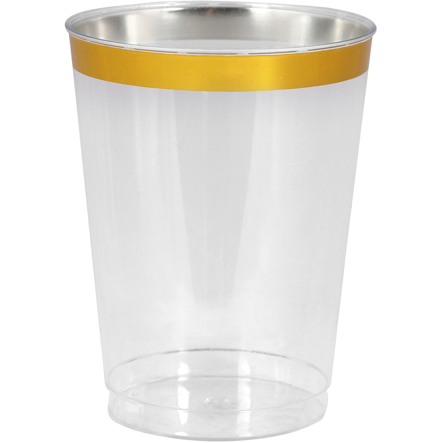 Pack of 8 Gold Rim Plastic Cups - Gold Image 2