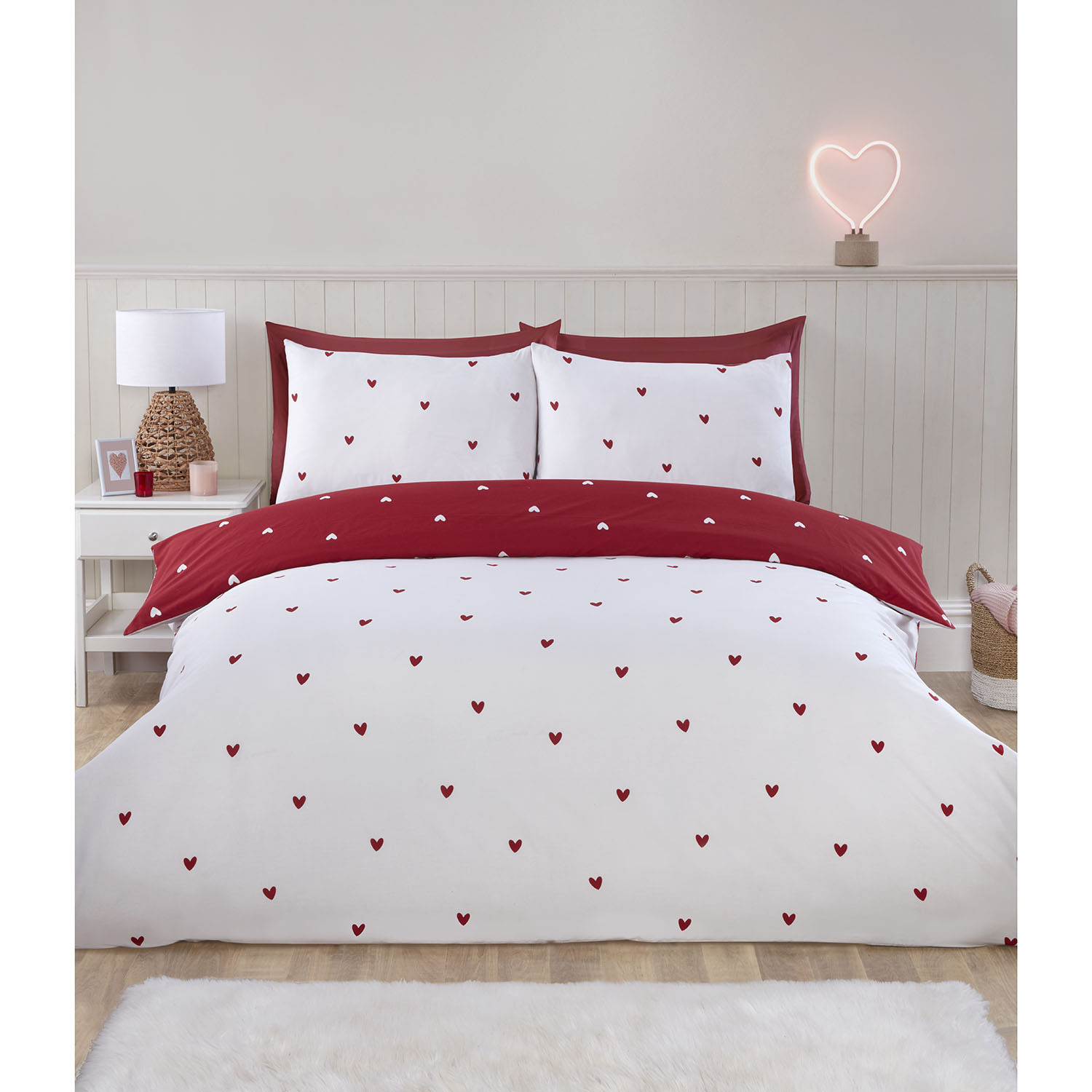 Love Heart Duvet Set - Red / Double Image 2