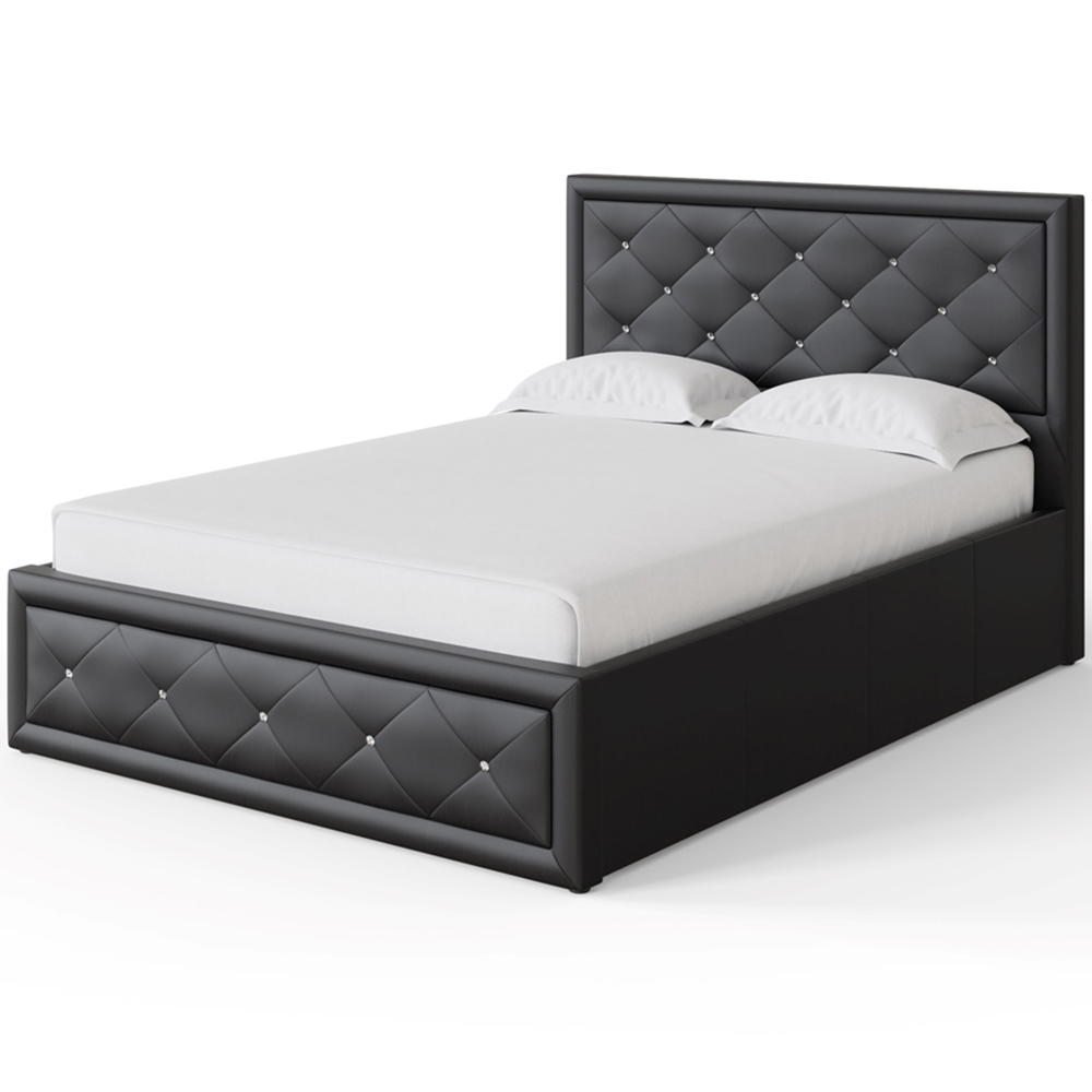 GFW Hollywood King Size Black Gas End Lift Ottoman Bed with Buttoned Headboard Image 6