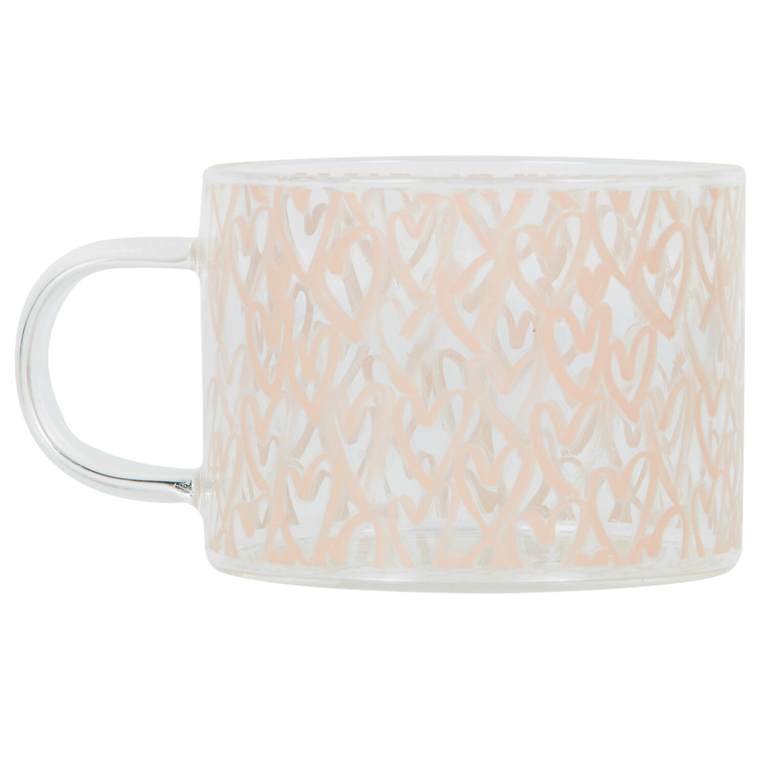 Glass Heart Decal Mug 500ml - Clear and Pink Image 2