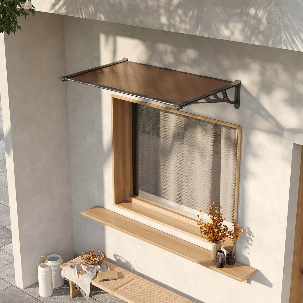 Living and Home Dark Brown Flat Door and Window Canopy 1.5 x 0.9m Image 7