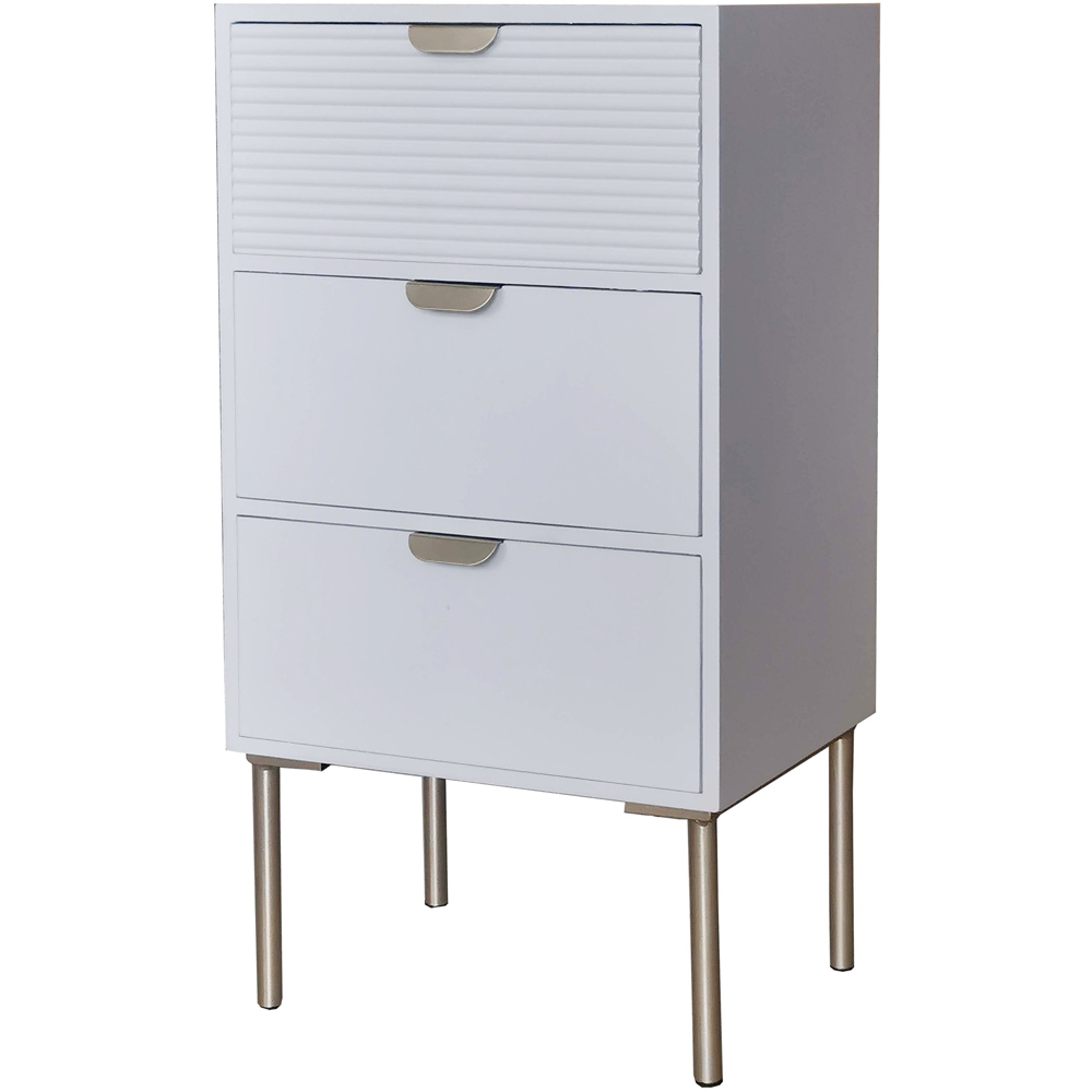 Acacia Home 3 Drawer White Wooden Chest of Drawers Image 2