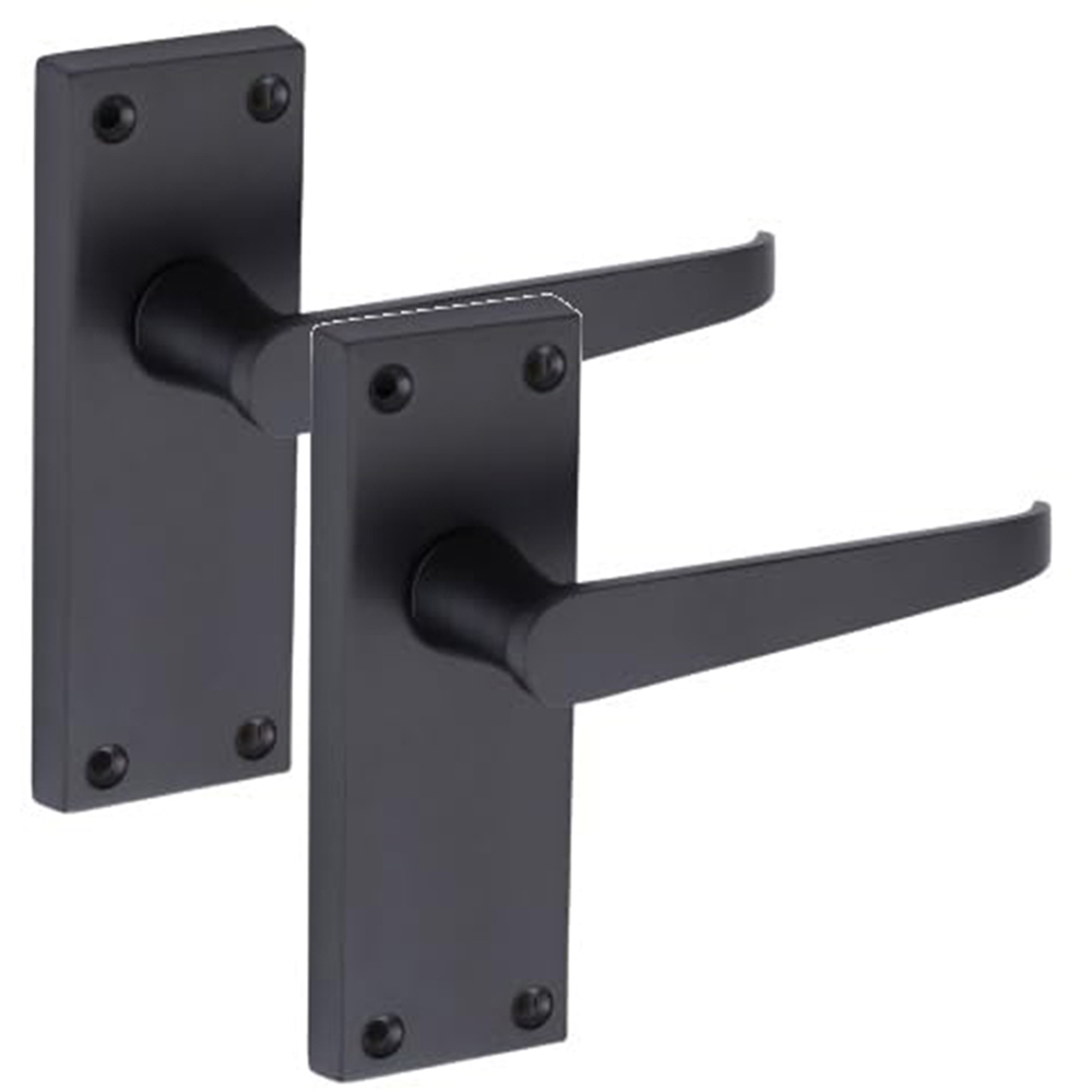 Golden Grace Matt Black Victorian Straight Latch Door Handle Pair 120 x 40mm 4 Pack Image 2