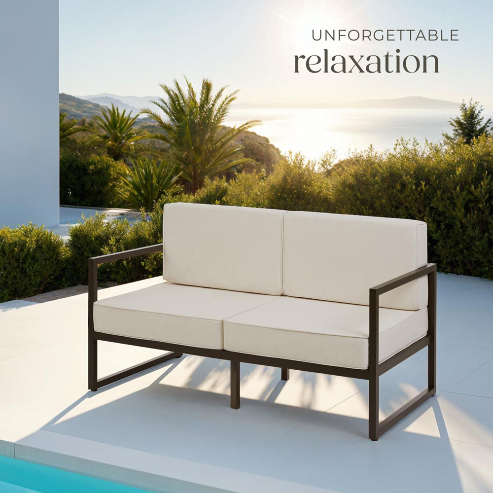 tectake Comosa 2 Seater Garden Sofa with Cushion Image 8