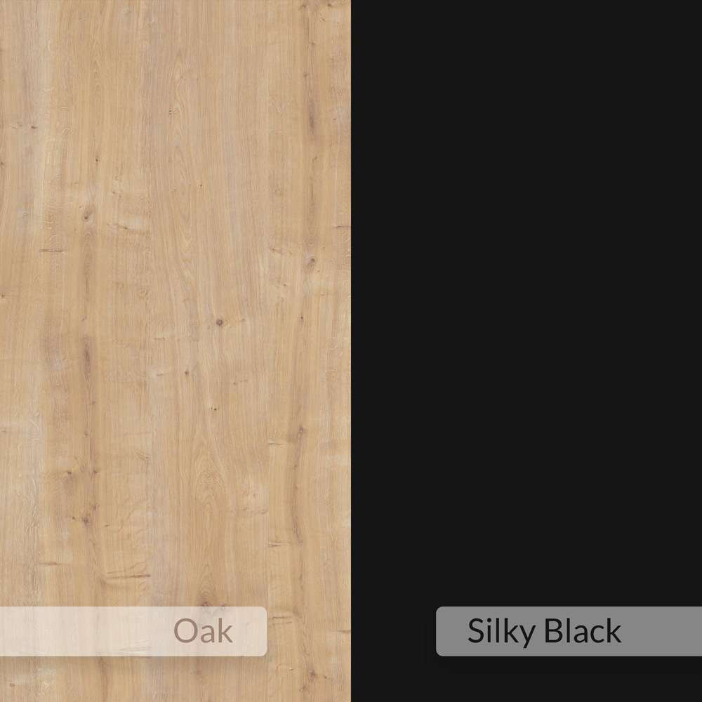 Decortie Multipurpose 5 Shelf Sapphire Oak Silky Black Bookcase Image 6