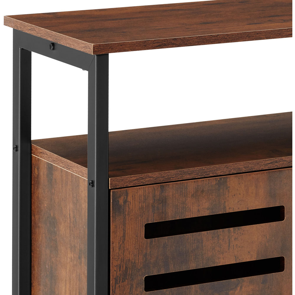 tectake Warrington 2 Door Dark Rustic Wooden Sideboard Image 7