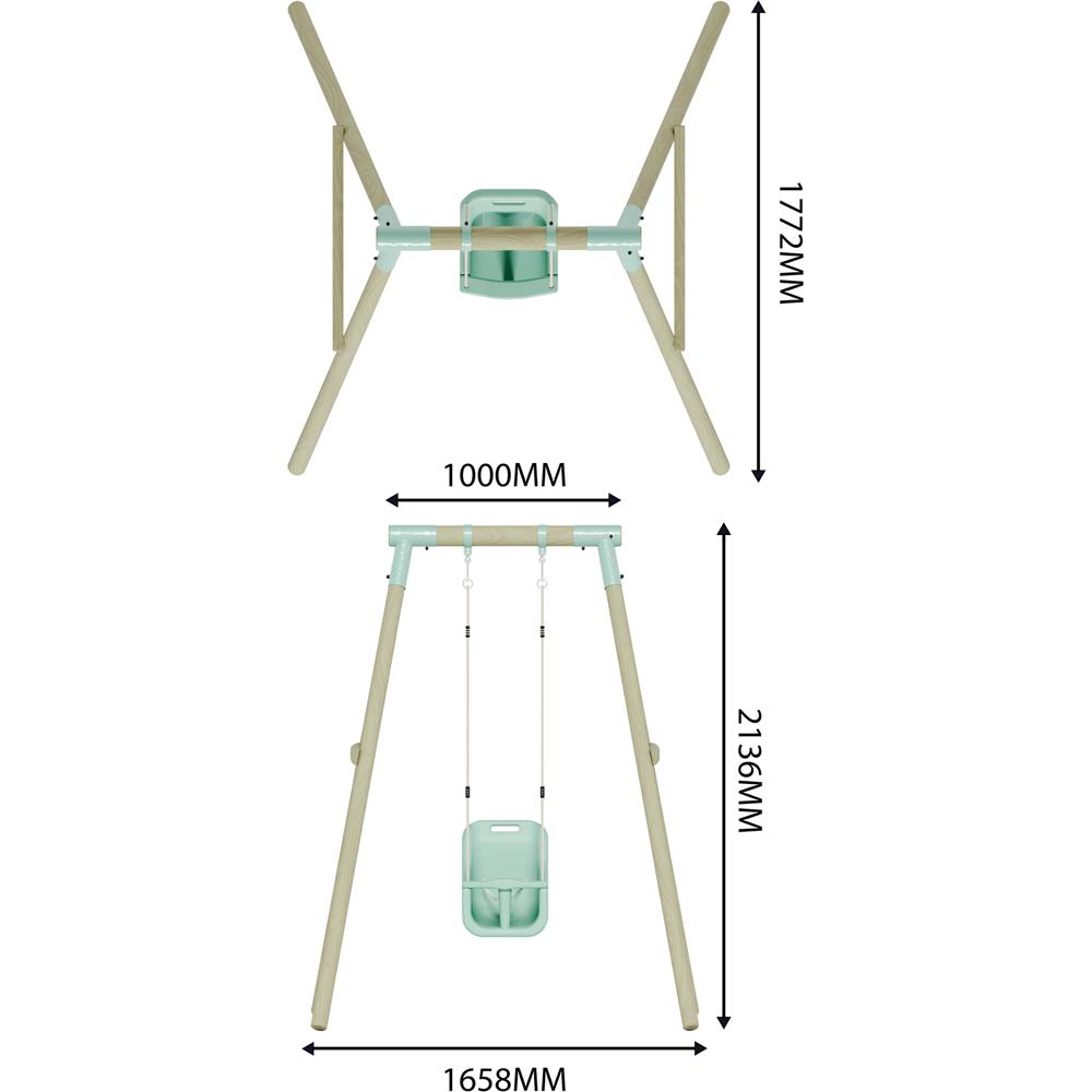 Mercia Wooden Round Pole Single Baby Seat Swing Image 7