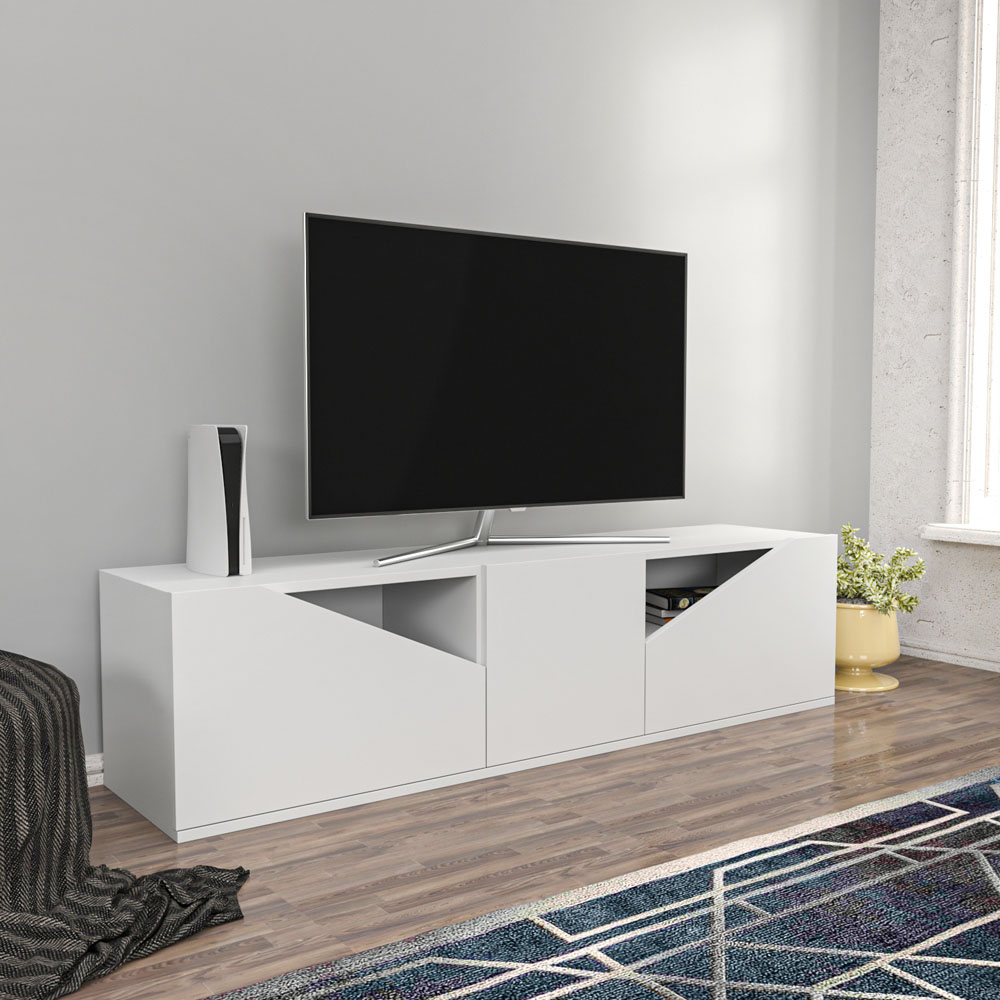 Decorotika Carson 3 Door White TV Unit Image 8