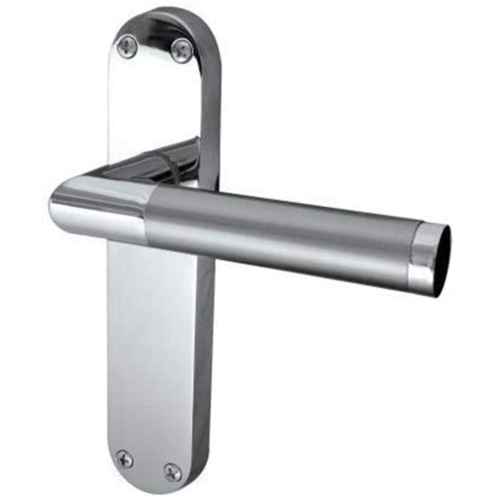 Golden Grace Duo Chrome Satin Finish Backplate Mitred Door Handles Set 182 x 45mm 5 Pack Image 3