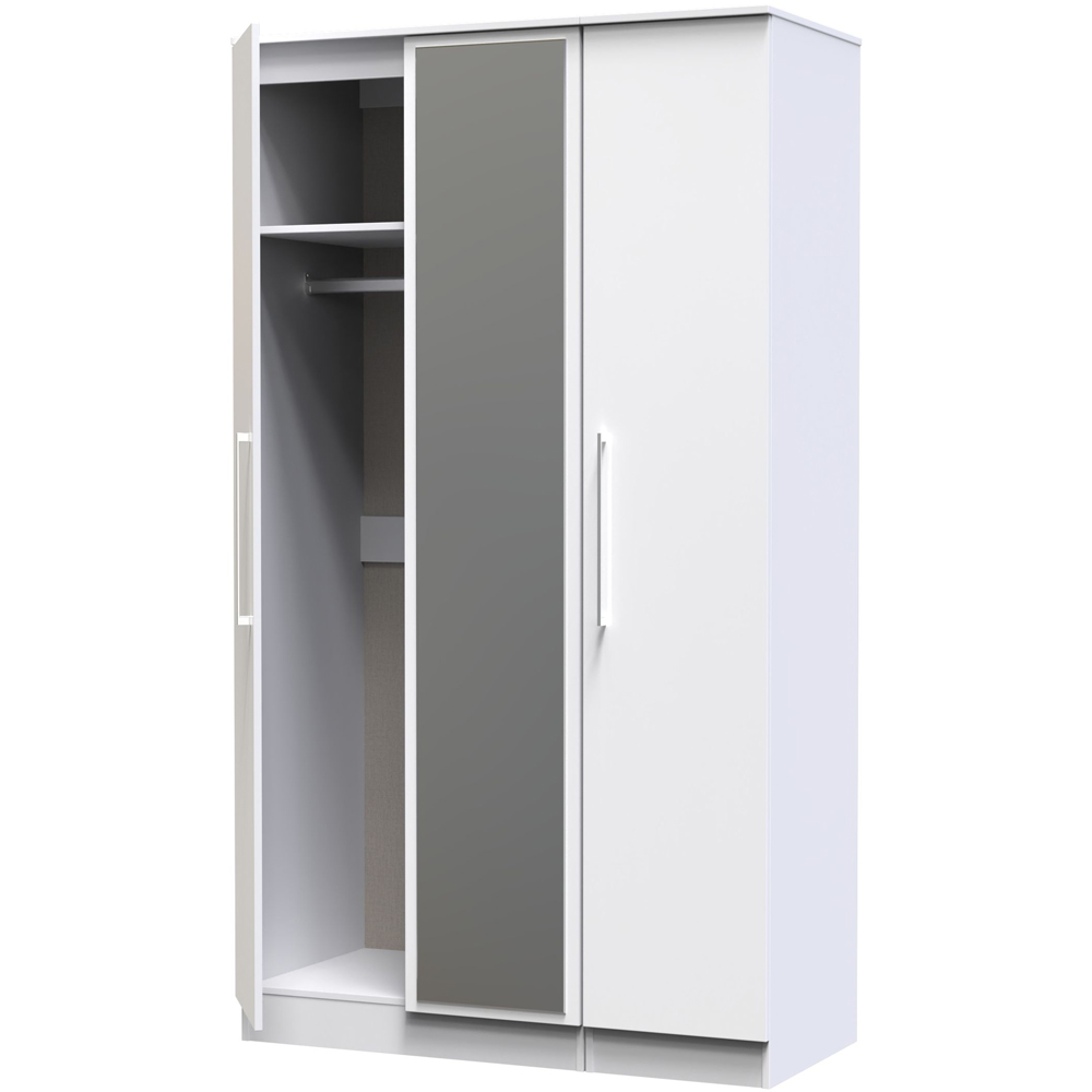 Crowndale Worcester 3 Door White Mirrored Wardrobe Ready Assembled Image 4