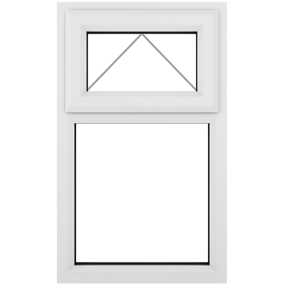 Crystal uPVC Double Glazed Window Top Hung Over Fixed Light White Clear Glass 610x1115mm Image 2