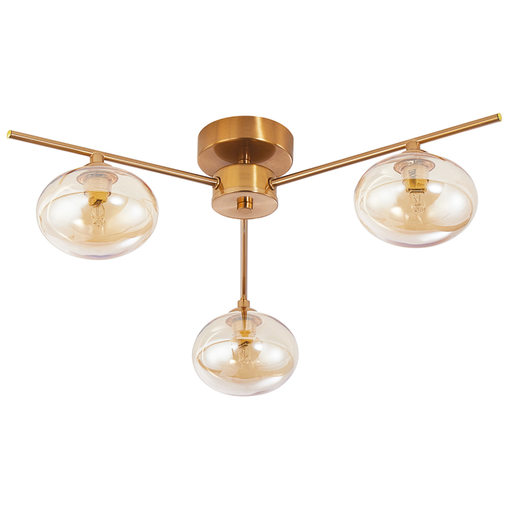 Happy Homewares 3 Branch Satin Brass Ceiling Light Fitting Image 1