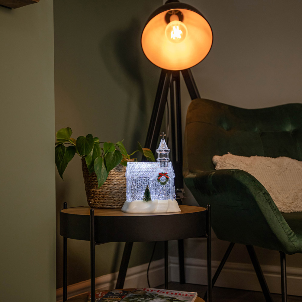 Samuel Alexander Church with Swirling Glitter Christmas Decoration 23cm Image 7