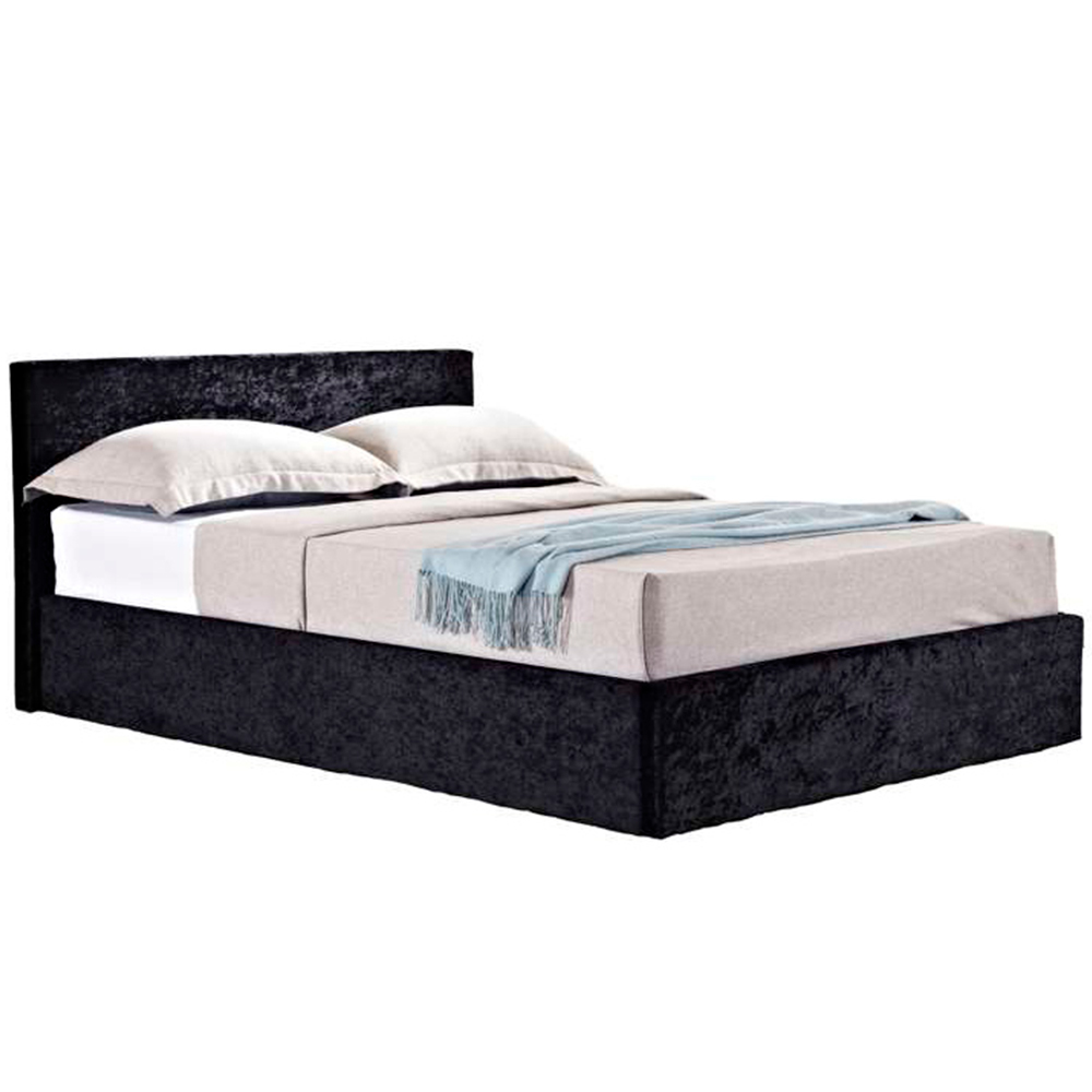 Berlin Small Double Black Crushed Velvet Ottoman Bed Image 4