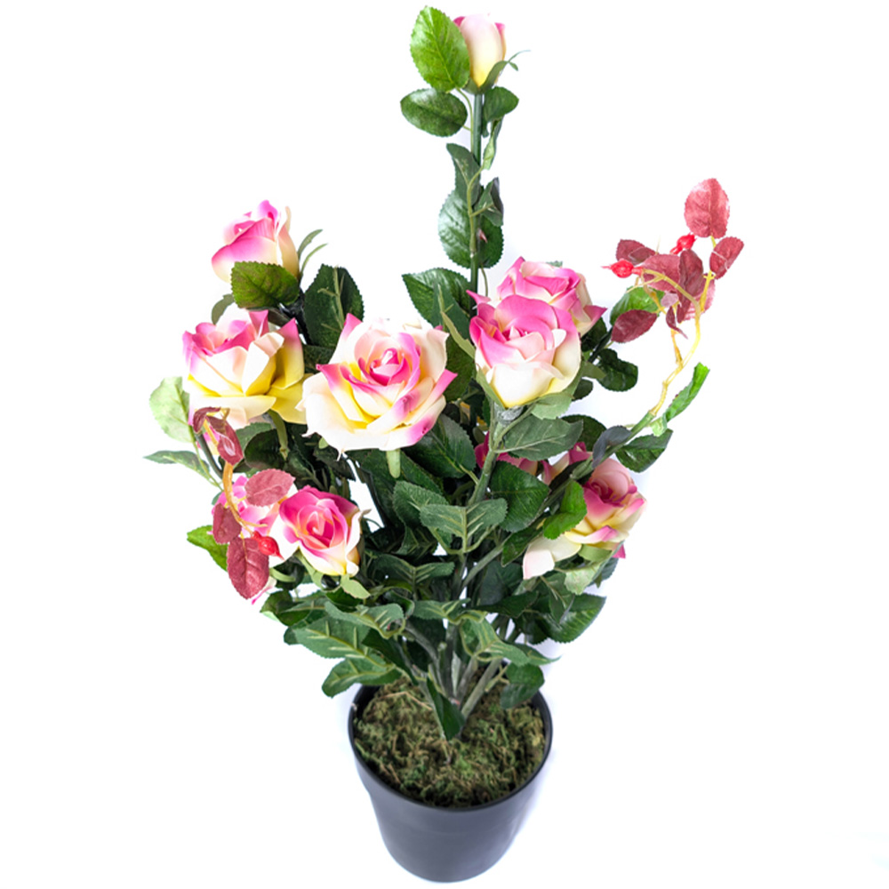 Best Artificial Multicoloured Rose Plant in Pot 2ft Image 1