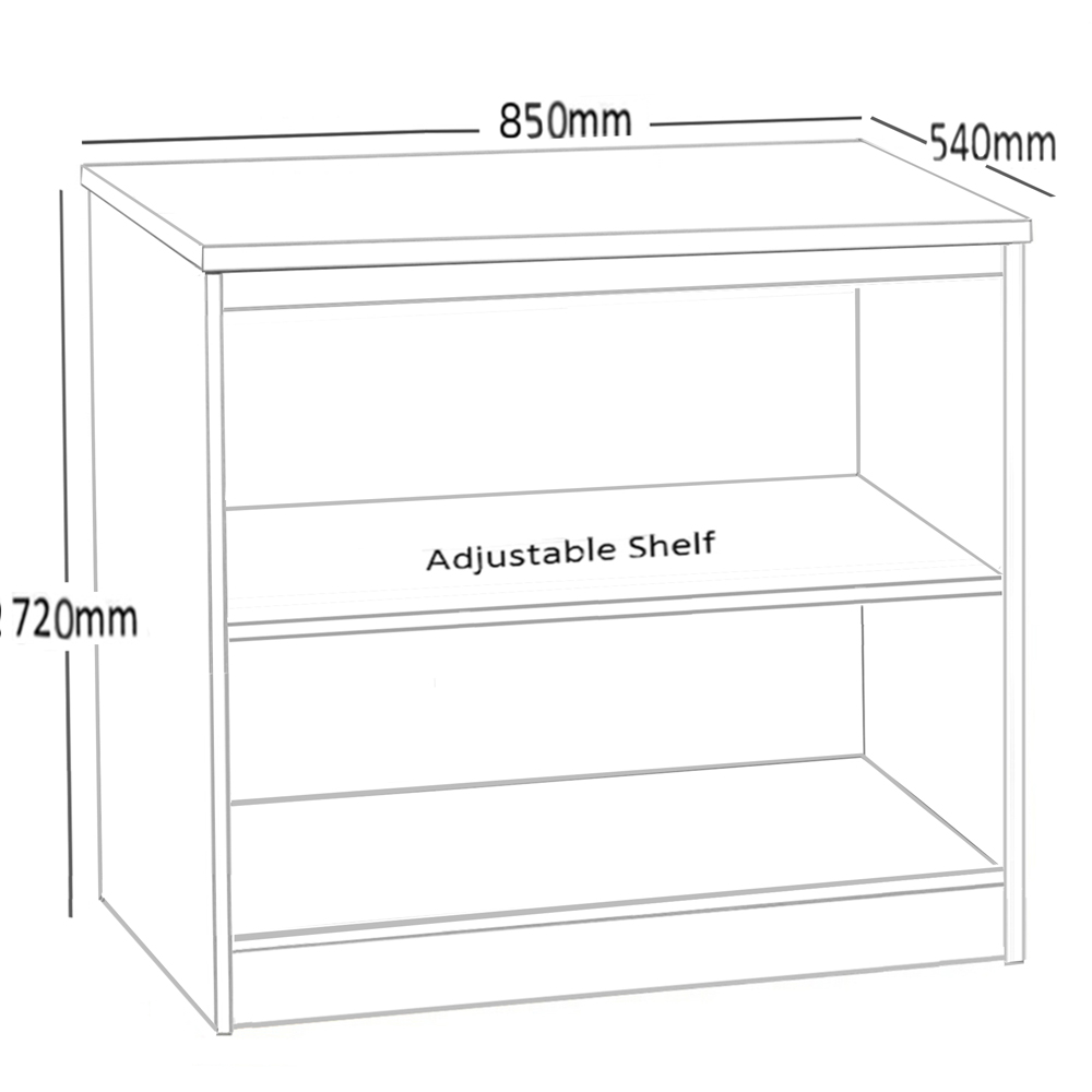 R White Cabinets 2 Shelf Black Desk Height Wide Bookcase Image 5