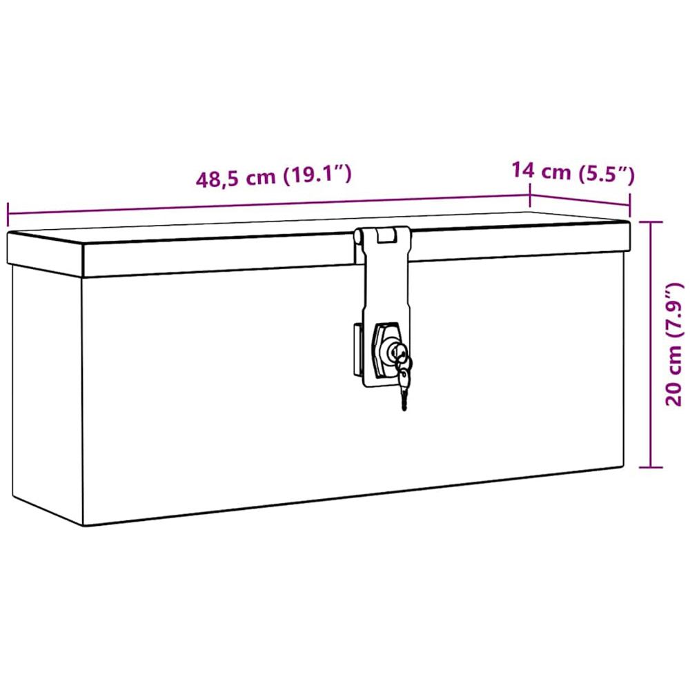 Wallplus Silver Aluminium Storage Box 20 x 48.5x 14cm Image 8