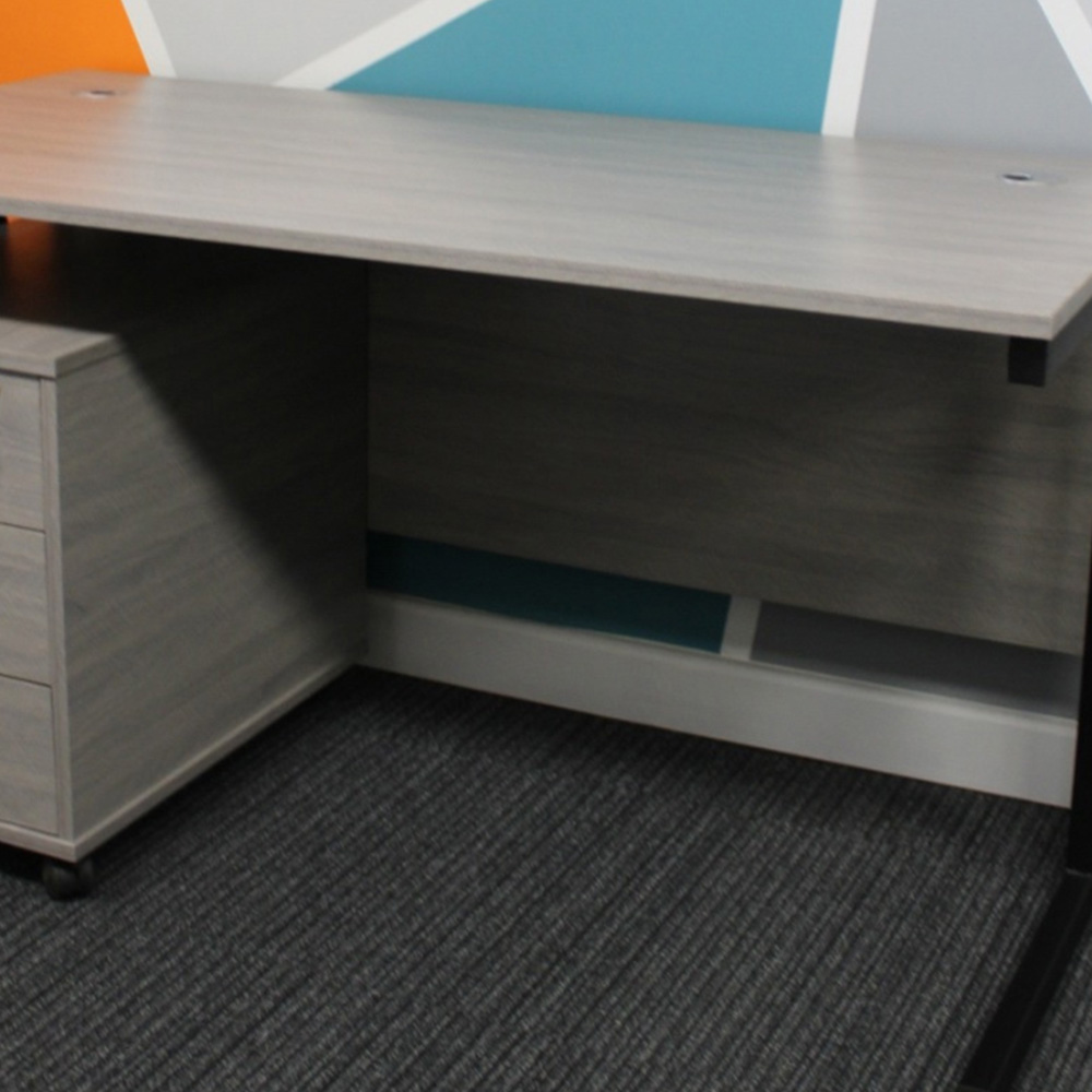 Kosy Koala Grey Wooden Office Desk with Drawer Unit and Black Chair Image 3