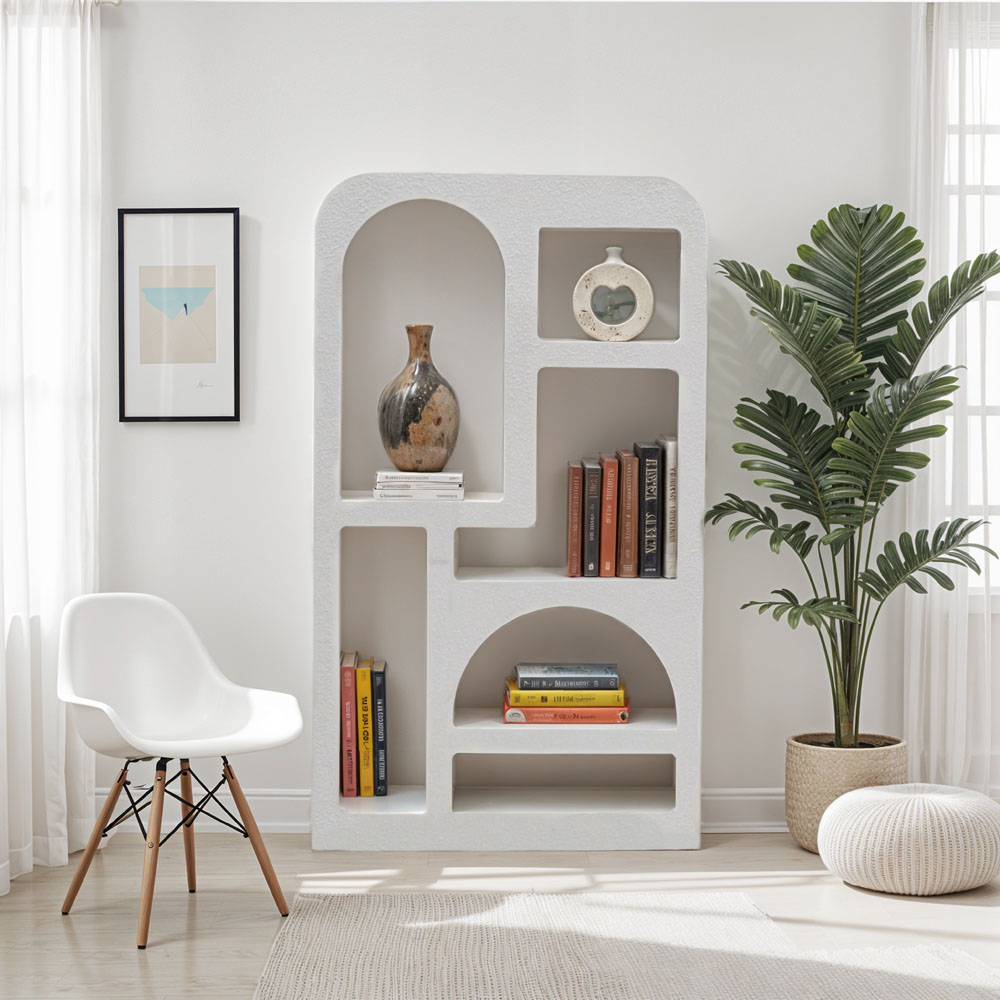 IH Design Udaipur 6 Shelf White Tall Bookcase Image 4