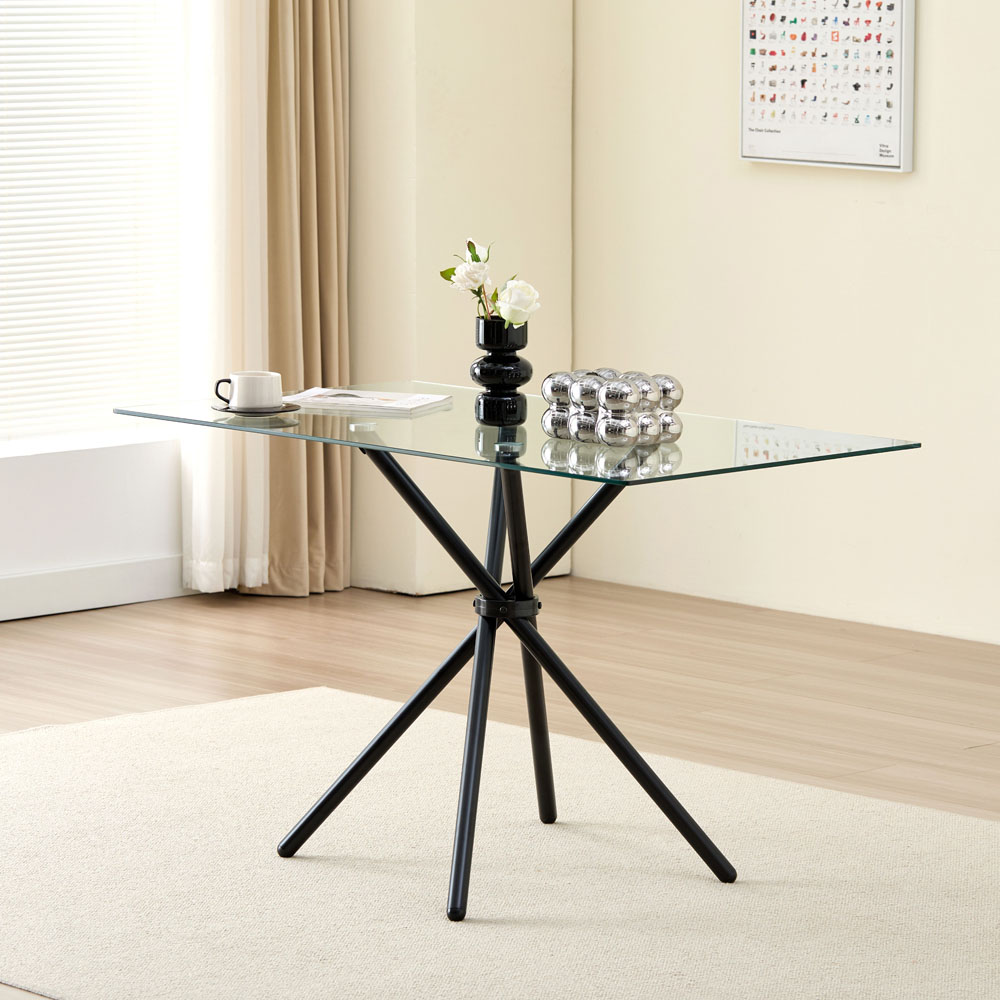 Indoor Living Miami 4 Seater Rectangle Glass Dining Table Image 7