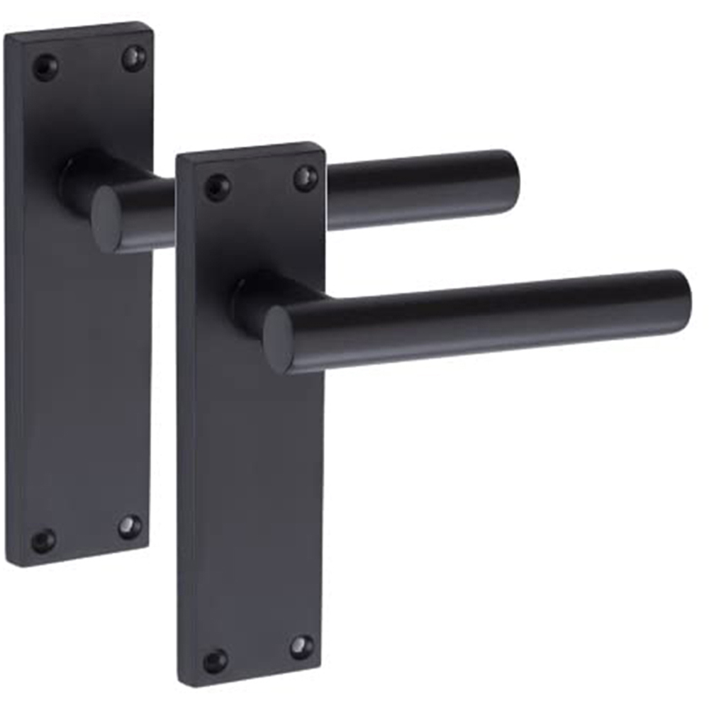 Golden Grace Matt Black T-Bar Lever Backplate Door Handles Set 150 x 40mm 5 Pack Image 2