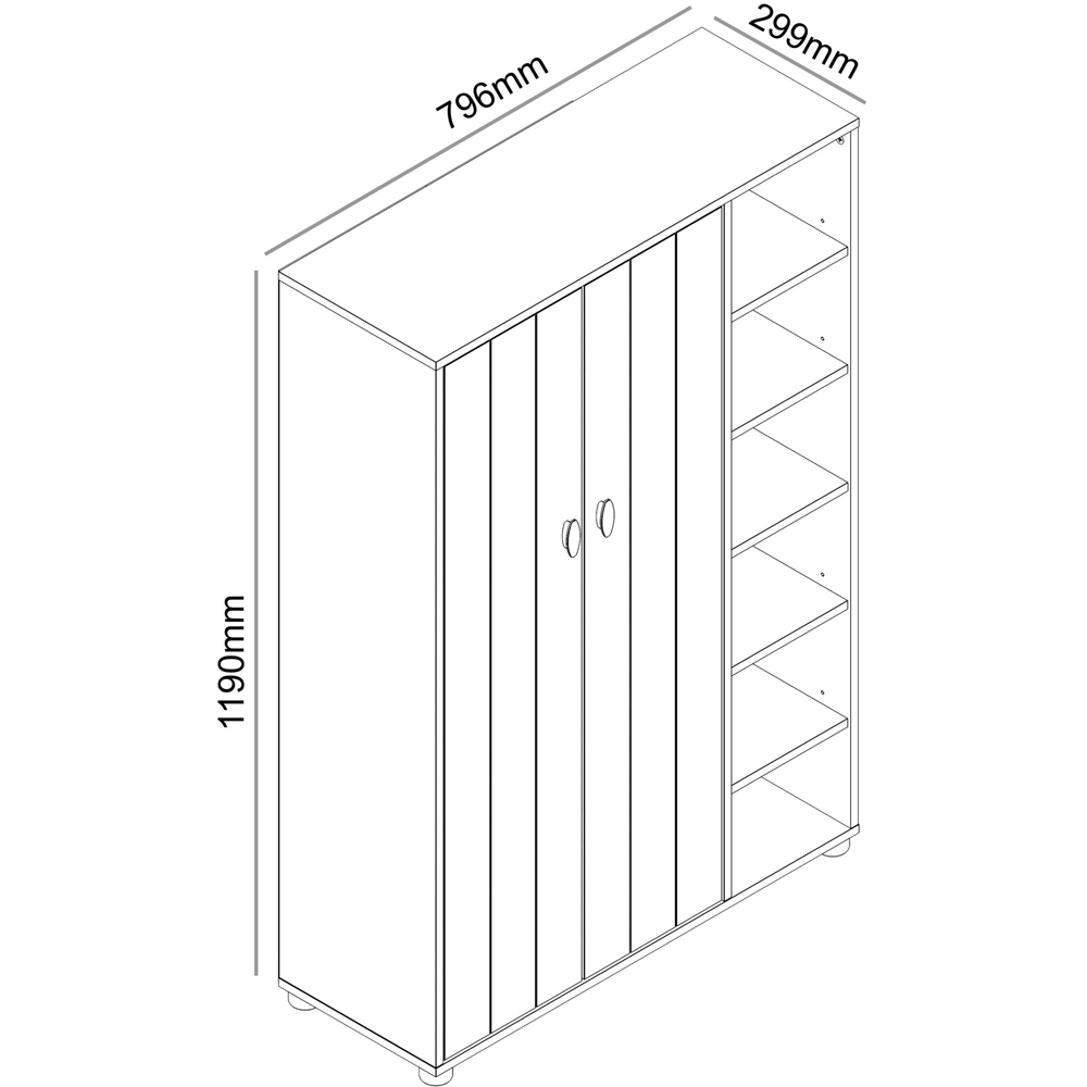 GFW Bideford Grey Oak Tall Shoe Cabinet with Open Storage Image 8