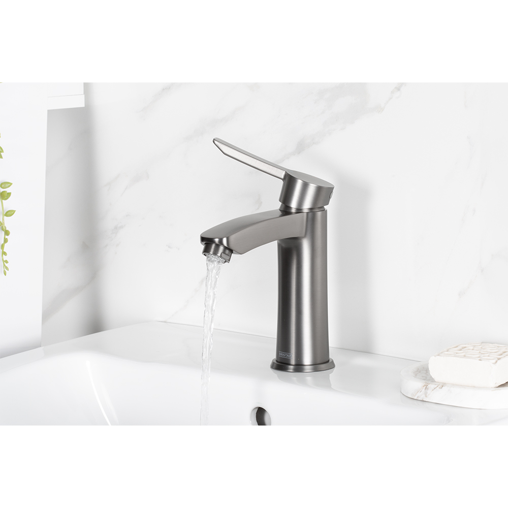 Bristan Apelo Gunmetal Grey Cool Start Basin Mixer with Clicker Waste Image 4