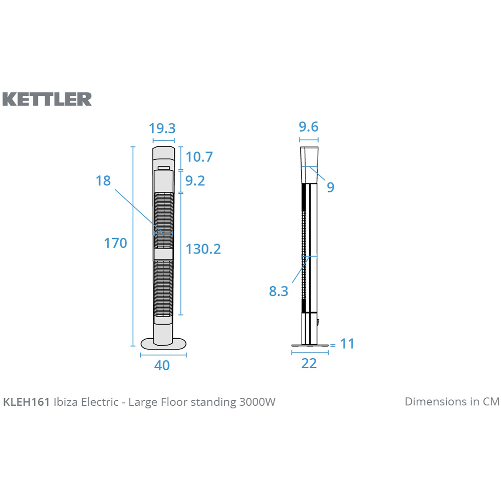 Kettler Ibiza Floor Standing LED Electric Heater with Bluetooth Speaker 3000W Image 9