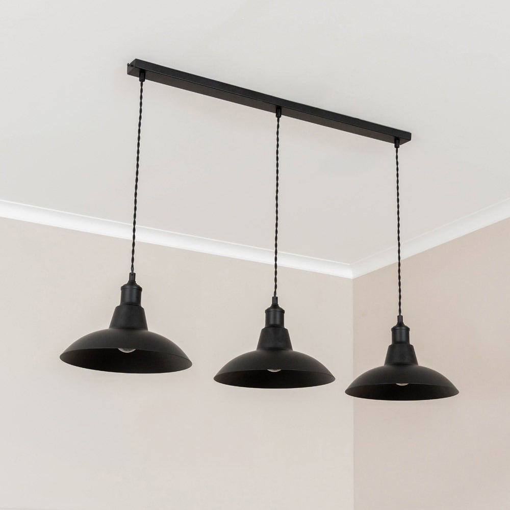 ValueLights Civic Matte Black 3 Drop Diner Bar Matte Black LED Ceiling Pendant Light Image 3