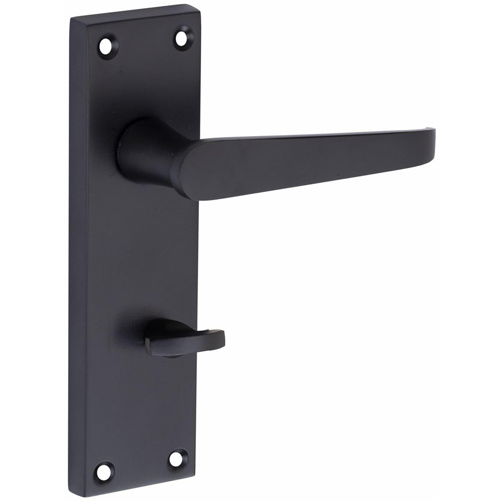 Golden Grace Victorian Straight Matt Black Bathroom Handles and Mortise Lock Set Image 3