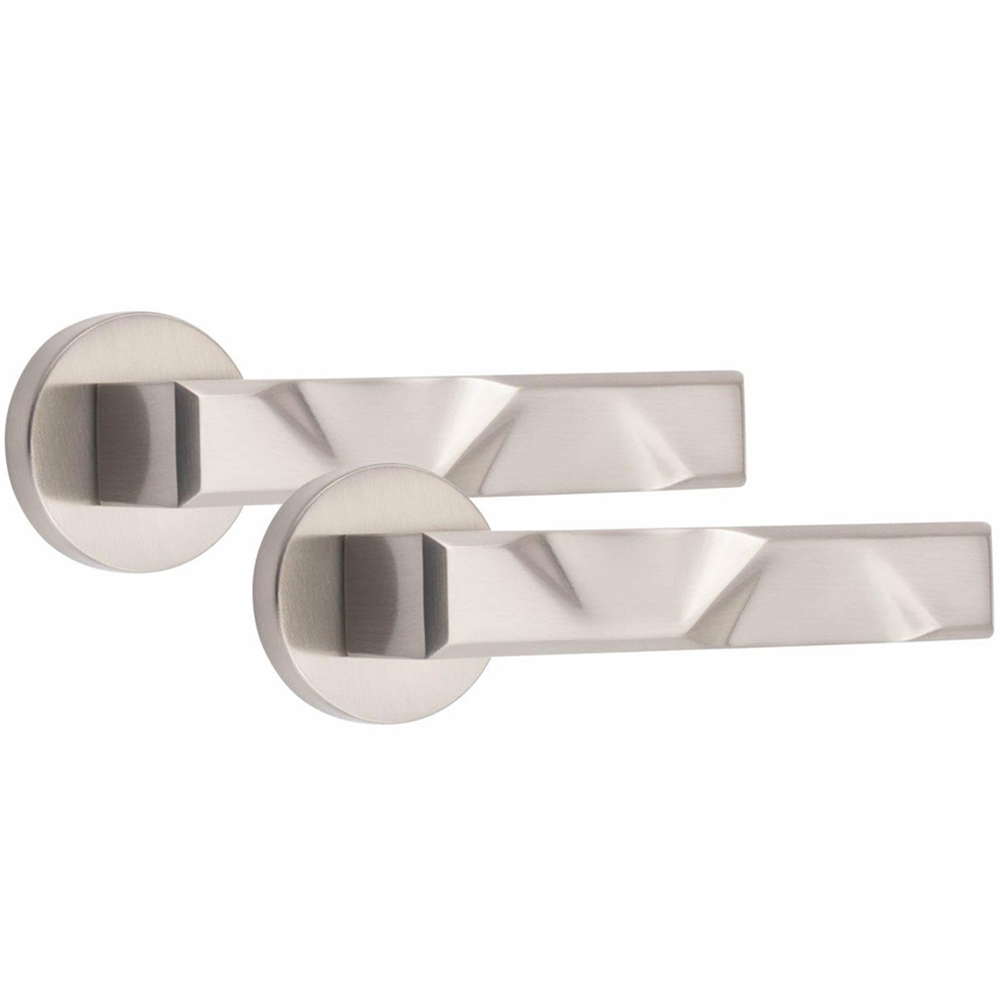 Golden Grace Satin Nickel Modern Nova Premium Bathroom Door Handle Set Image 2