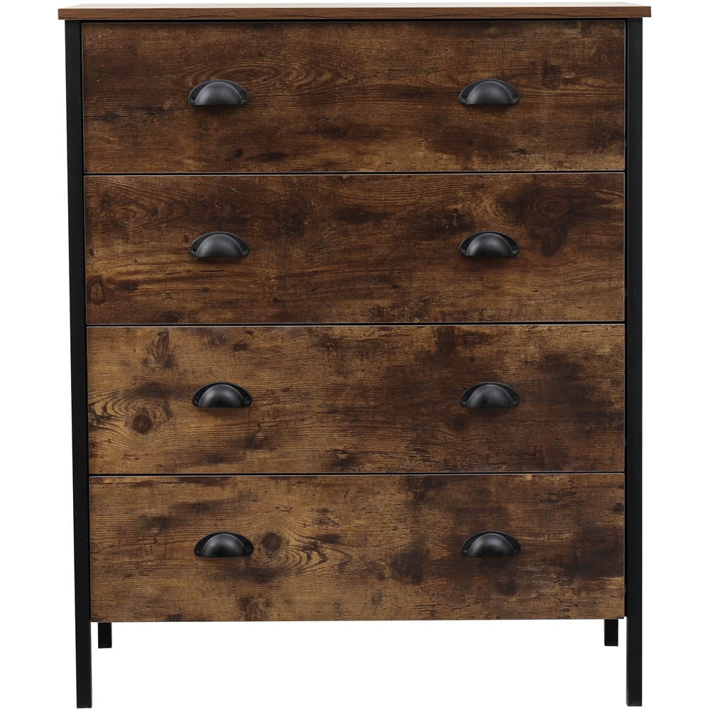 FurnitureHMD 4 Drawer Brown and Black Industrial Wooden Chest of Drawers Image 3