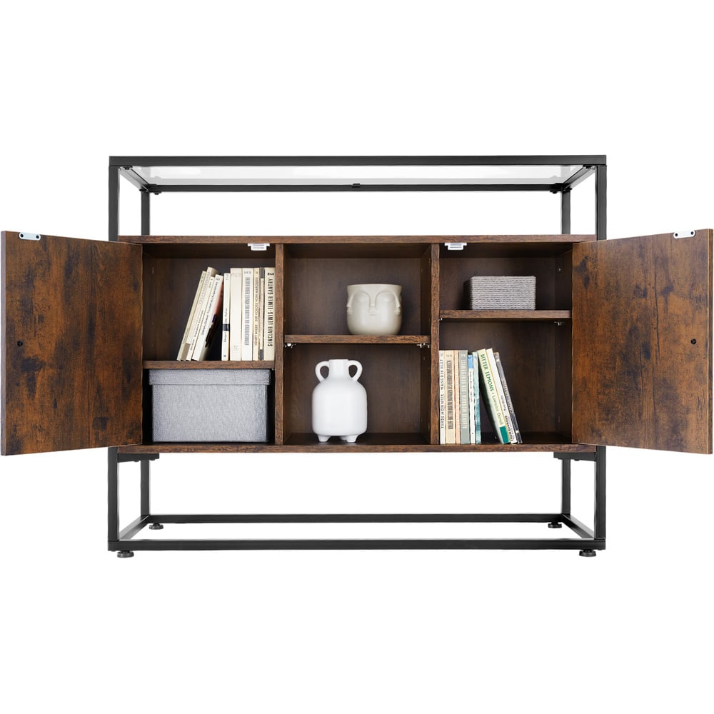 tectake Oldham 2 Compartment Dark Wood Sideboard Image 3