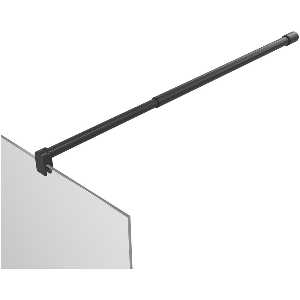 Bathstore Nero Glass Wetroom Shower Panel with Matt Black Profile and Front Bar 1200mm Image 5