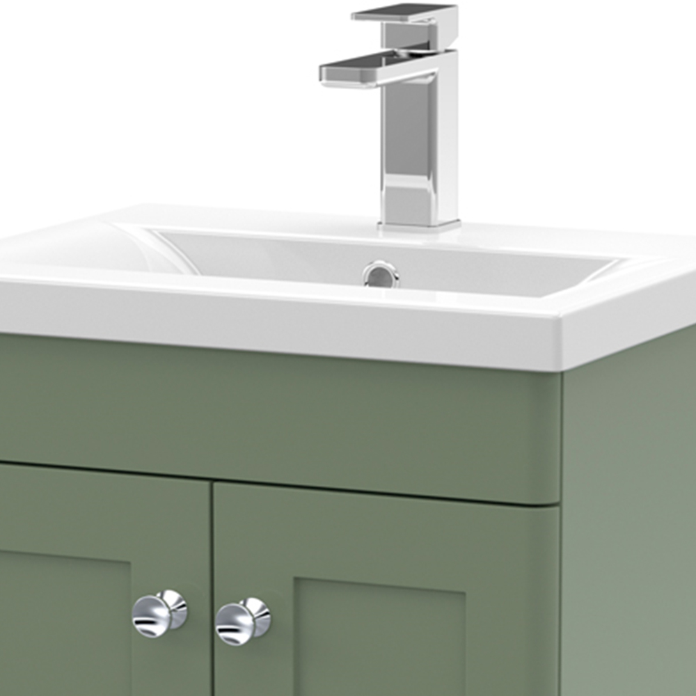 nuie Classique 2 Door Satin Green Floor Standing Unit and Mid-Edge Ceramic Basin 500mm Image 2