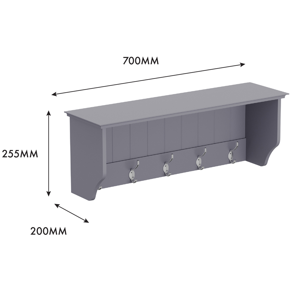 Homebase Grey Bevelled Coat Shelf with 5 Double Hooks Image 6