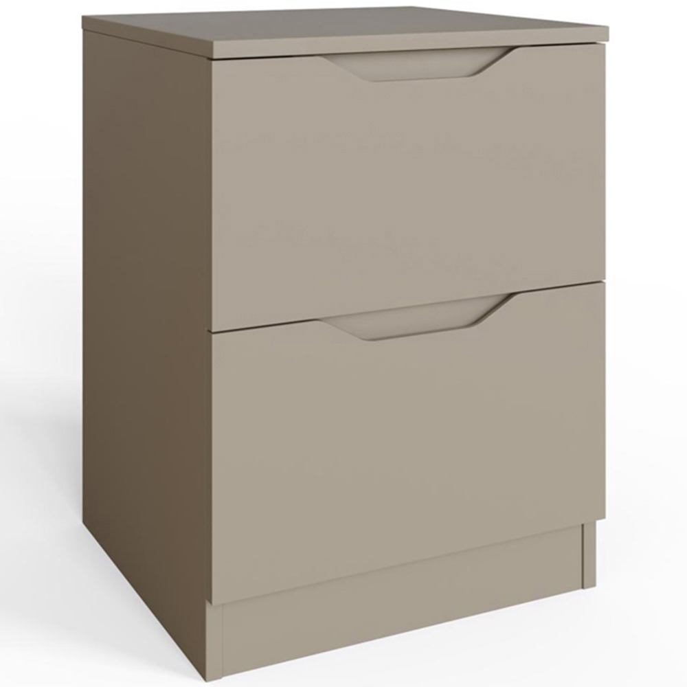 FWStyle Luno 2 Drawer Putty Modern Bedside Table Image 2