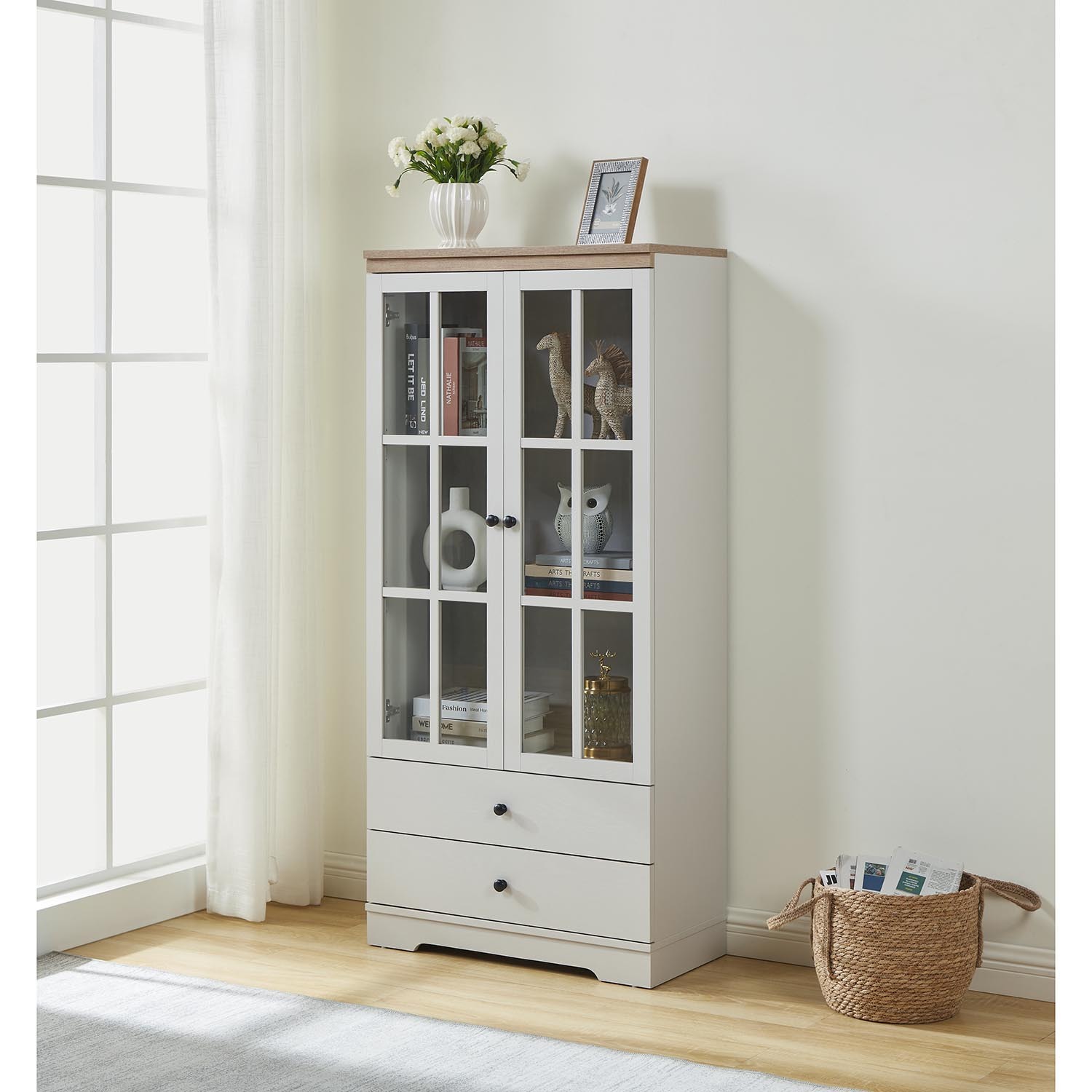 Cambridge 2 Door 2 Drawer Grey Small Display Cabinet Image 3