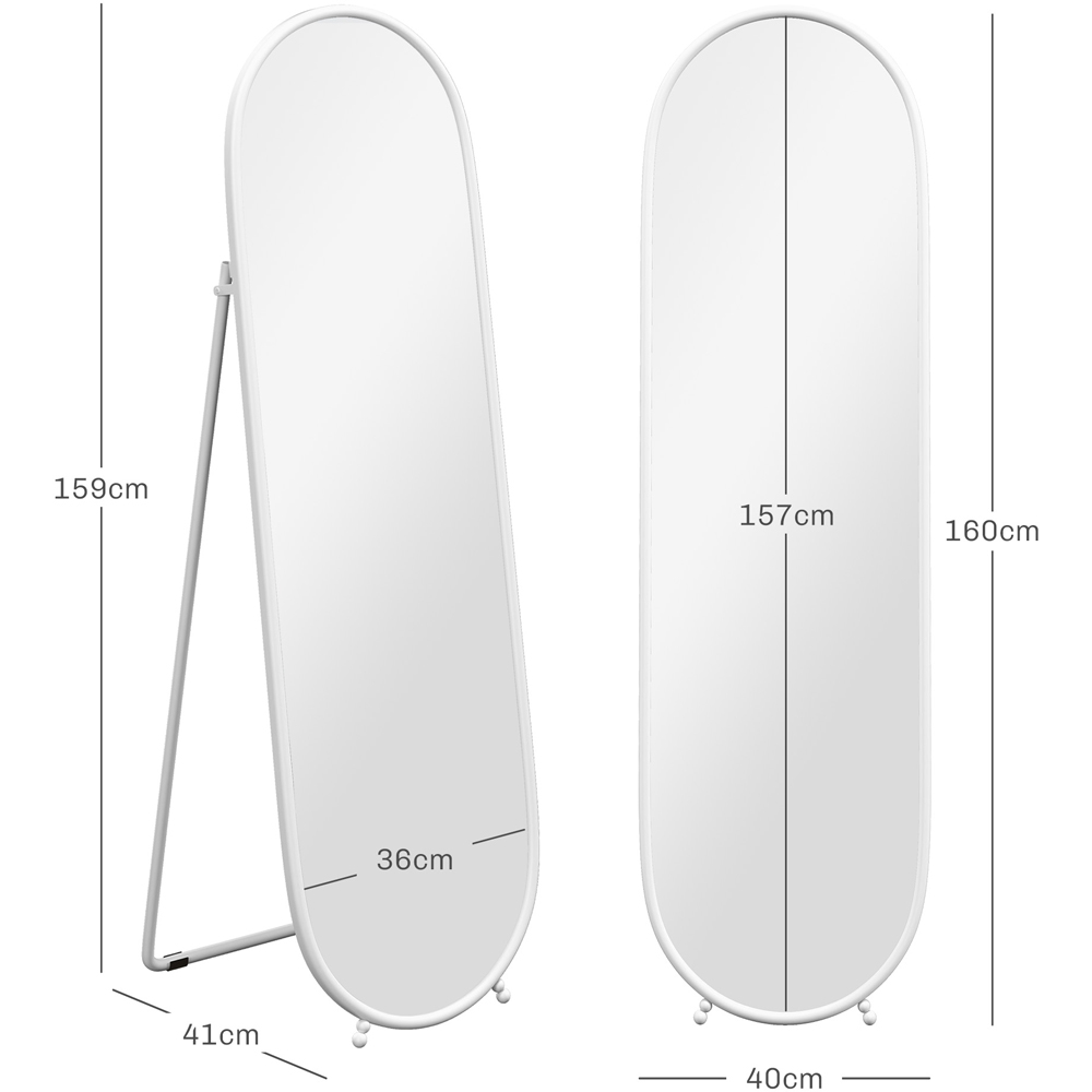 Portland White Oval Full Length Mirror Image 9
