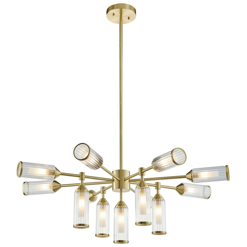 Merano Trieste Clear Frosted Glass Satin Brass Plate Multi Arm Pendant Ceiling Light Image 3