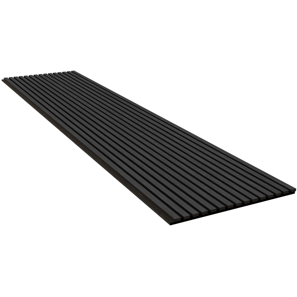 Wall Panels UK Premium Black and Oak Flame Retardant Acoustic Slat Wall Panel 2 Pack Image 2