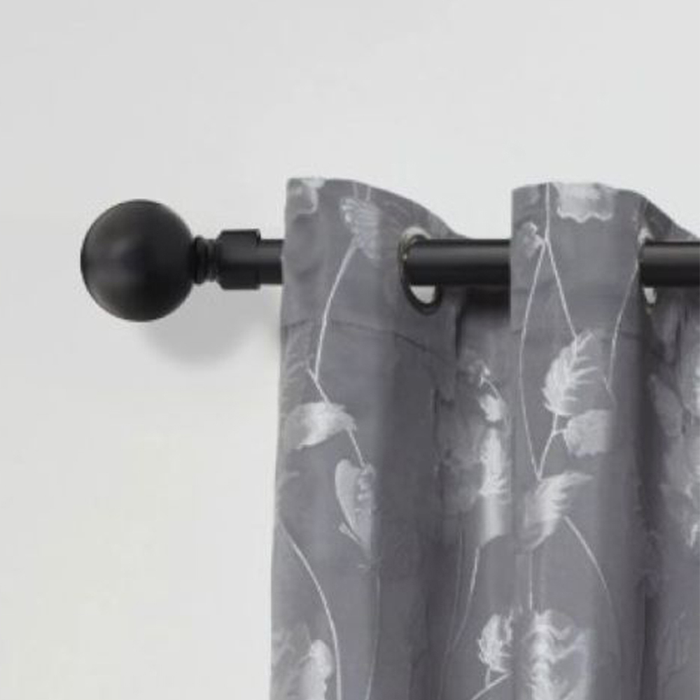 New Edge Blinds Sphere 160-300cm Extendable Black Eyelet Metal Curtain Pole Set Image 2