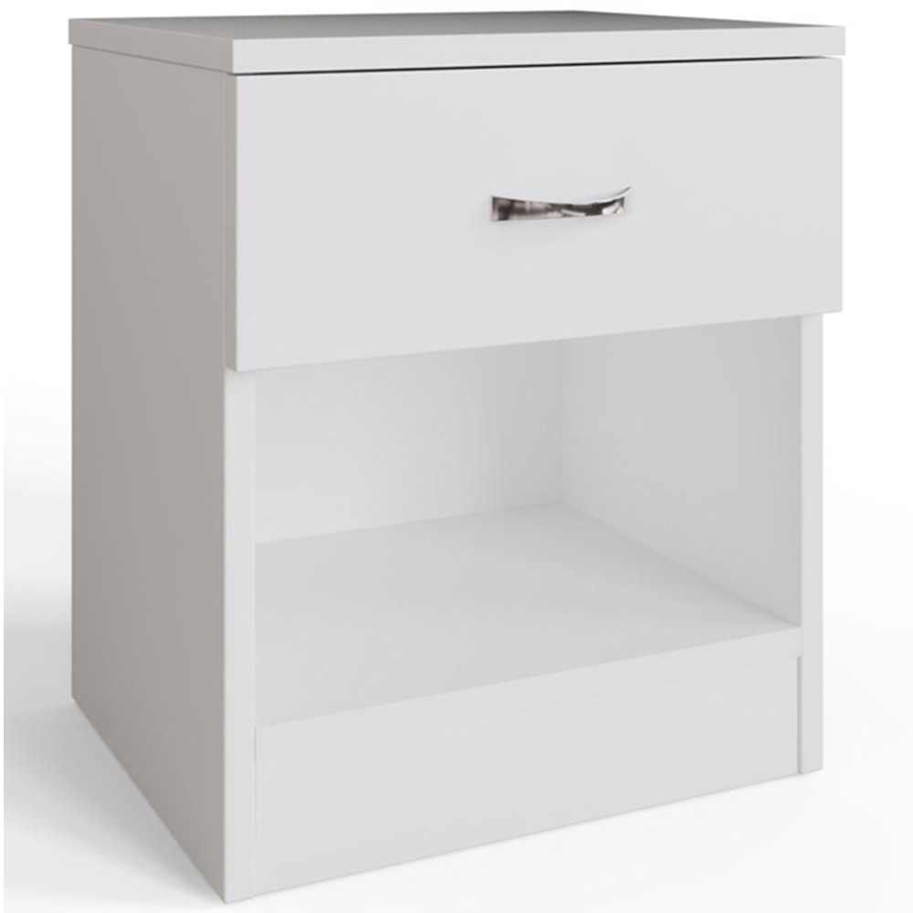FWStyle Promo Single Drawer White Modern Bedside Table Image 2