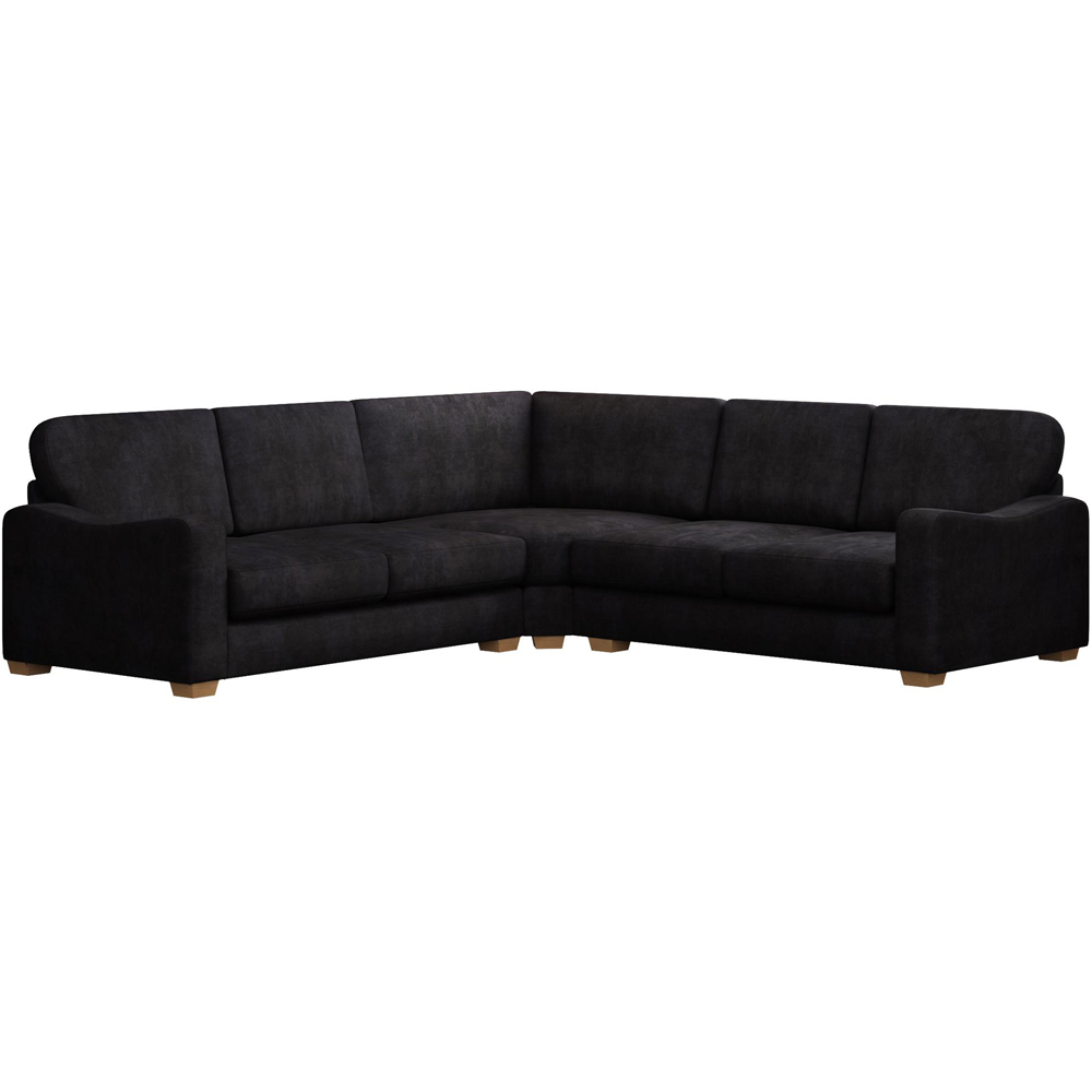 Theadford 4 Seater Ebony Plush Velvet Fixed Back Corner Sofa Image 2