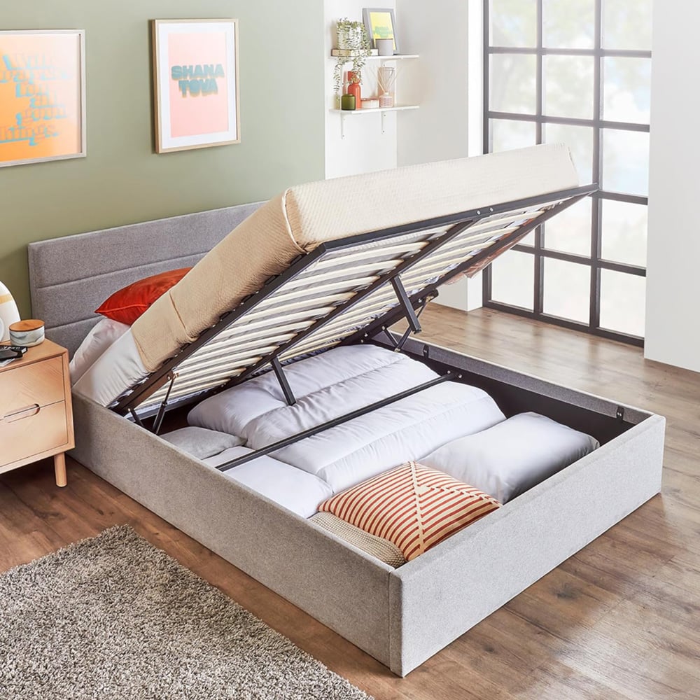 Home Treats Double Grey Bed Frame with Mattress Image 3