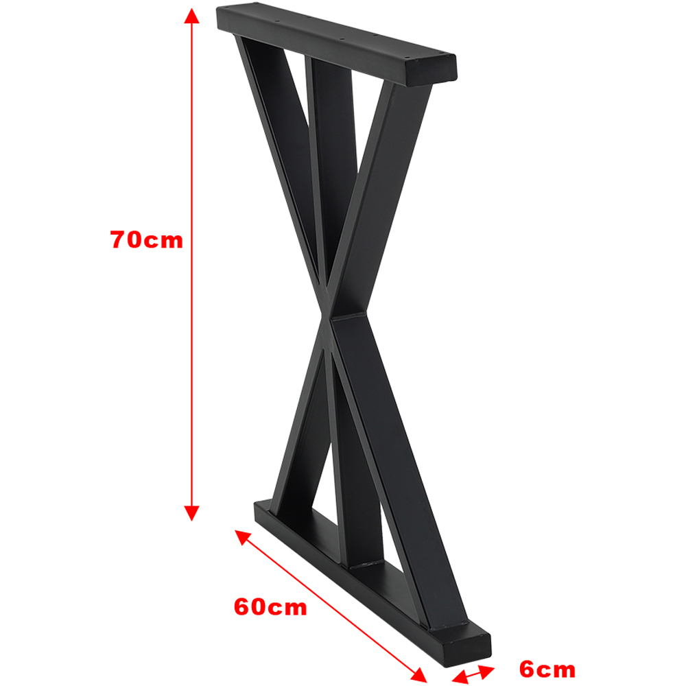 Living and Home 2 Pack Black Industrial X Shape Steel Table Leg 60 x 70cm Image 8