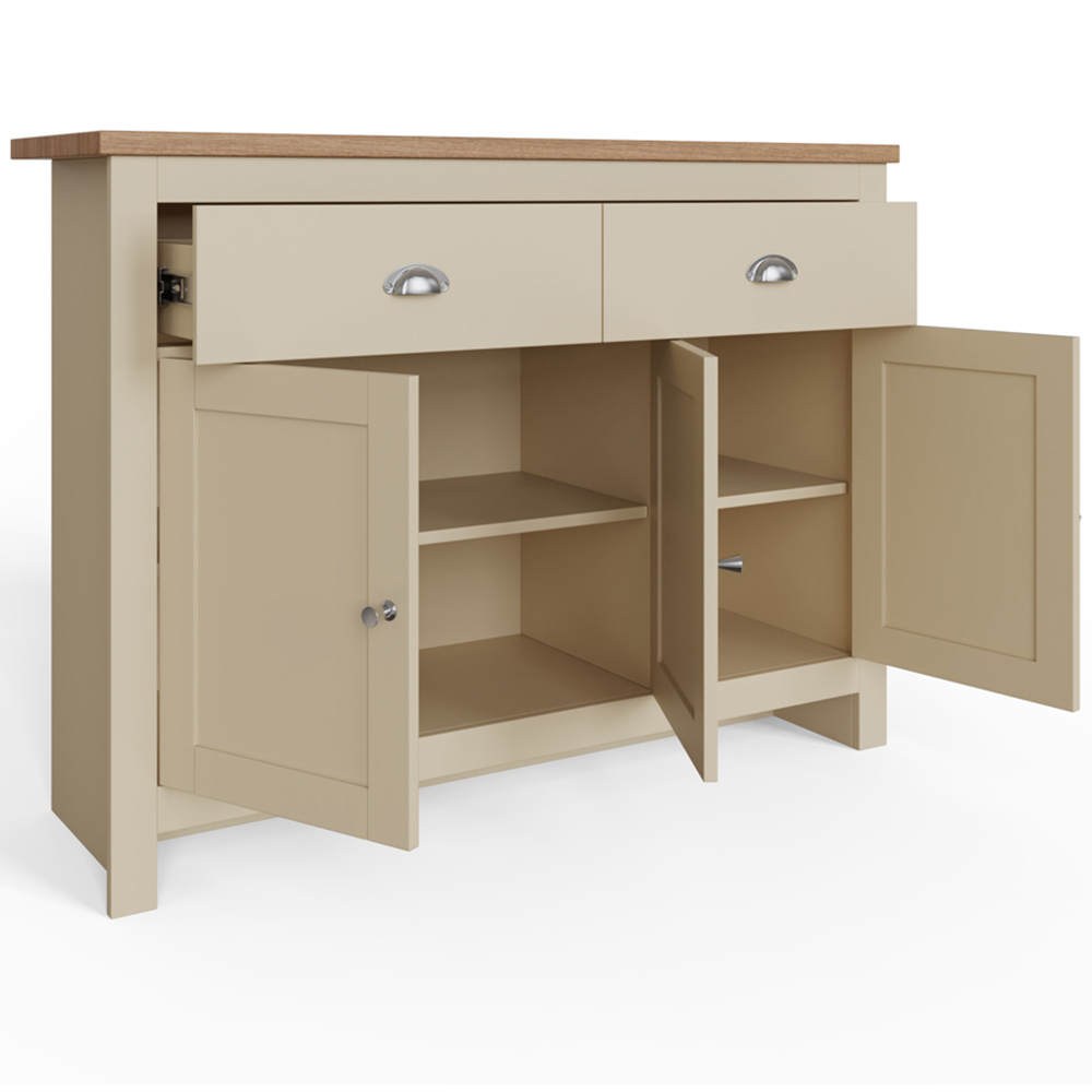 GFW Lancaster 3 Door 2 Drawer Cream Large Sideboard Image 3
