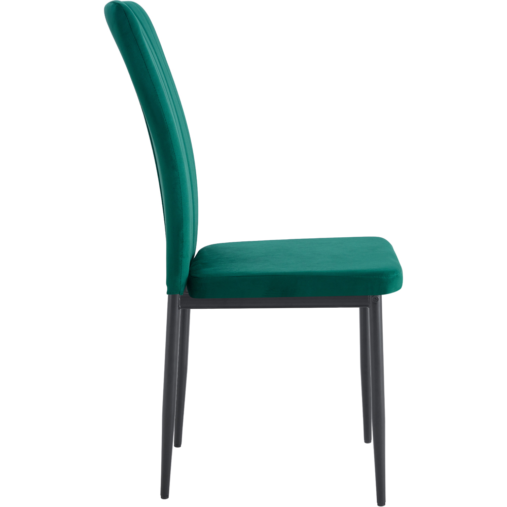 Elle Set of 6 Green Velvet Effect Plush Padded Upholstered Dining Chair Image 4