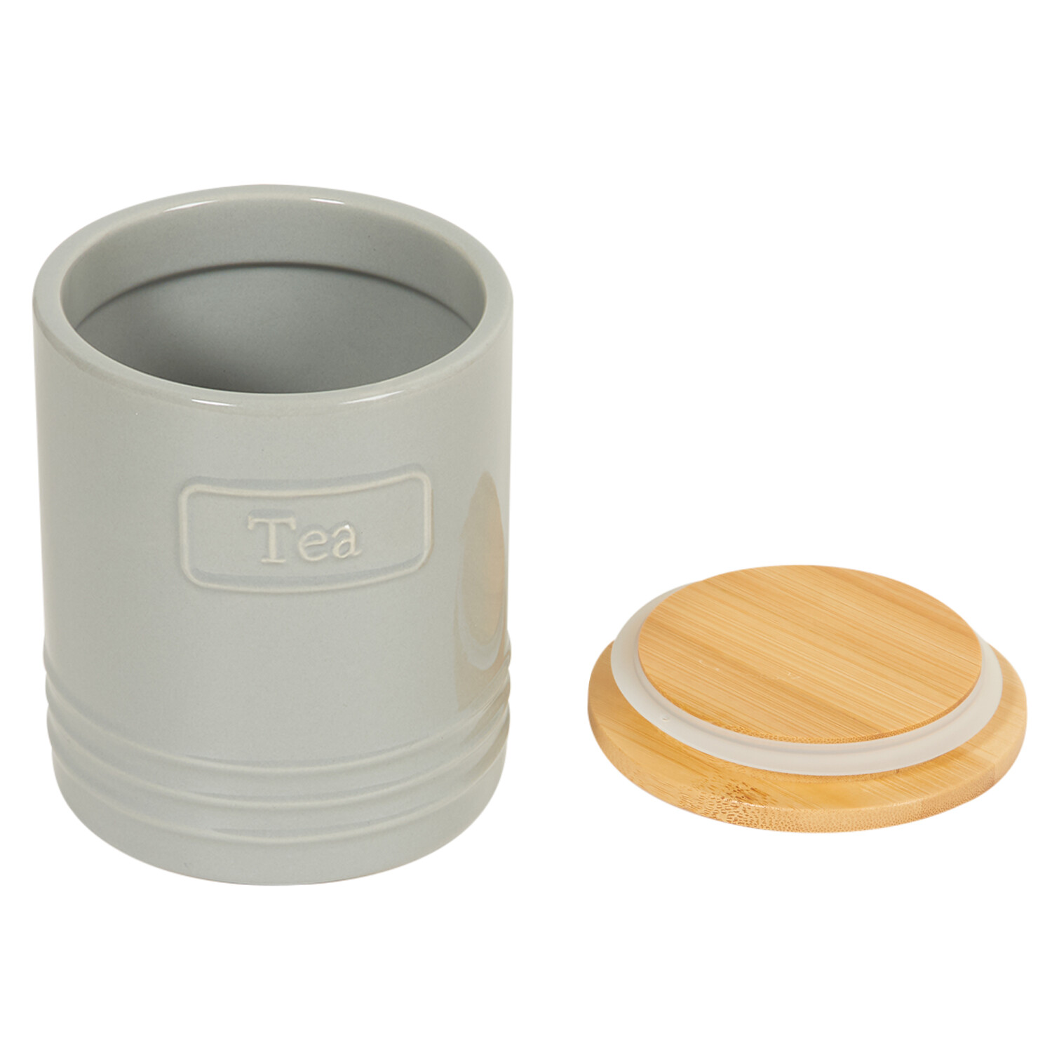 Canister with Bamboo Lid - Grey / Tea Image 3