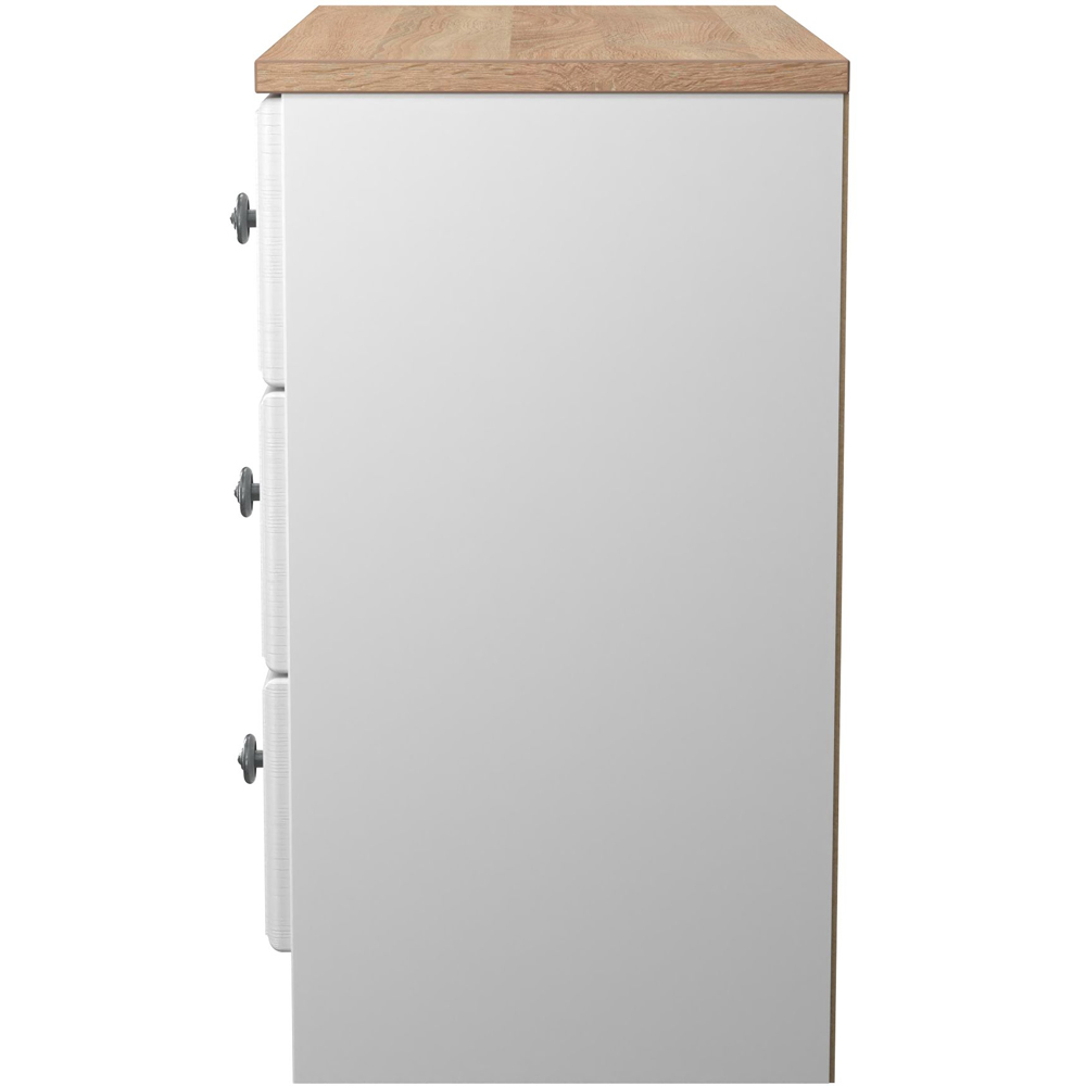 Crowndale Norfolk 3 Drawer White Ash and Bardolino Oak Chest of Drawers Ready Assembled Image 4